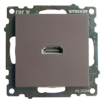 Розетка HDMI 2.1, Type A (механизм), STEKKER GLS00-7118-04, серия Катрин, шоколад, 50064