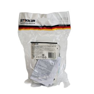 Розетка накладная 2-местная б/з STEKKER, PST10-502-20, пластик АВS, 250В, 16А, IP20, серия Basic, белый, 50075