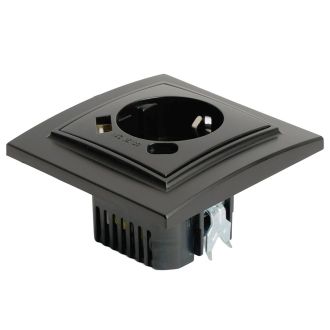 Розетка 1-местная с/з STEKKER, PST16-9016-03, 250В, 16А с USB+ type C, серия Эрна, черный, 50078