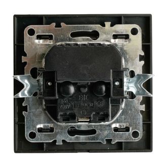 Розетка 1-местная с/з STEKKER, PST16-9016-03, 250В, 16А с USB+ type C, серия Эрна, черный, 50078
