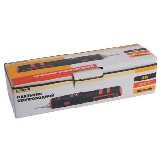 Паяльник беспроводной 8W, нихромовый нагреватель, 1800 mAh, 5В, красный/черный, PLE801-08, STEKKER, 50098