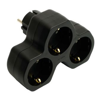 Разветвитель сетевой 3-местный с/з STEKKER ADP16-13-21, 250V, 16A, ABS огнеустойчивый пластик, черный, 50108