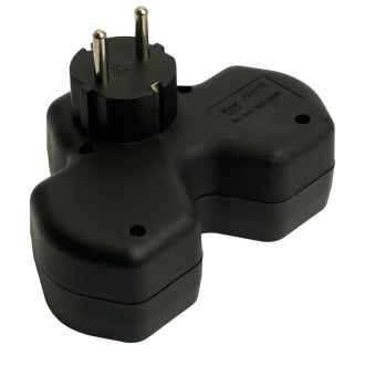 Разветвитель сетевой 3-местный с/з STEKKER ADP16-13-21, 250V, 16A, ABS огнеустойчивый пластик, черный, 50108
