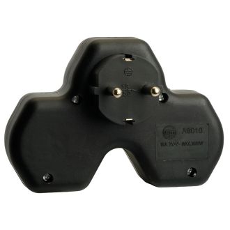 Разветвитель сетевой 3-местный с/з STEKKER ADP16-13-21, 250V, 16A, ABS огнеустойчивый пластик, черный, 50108