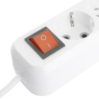 Удлинитель 3-местный с/з с выключ. STEKKER HM071-31-02 3x1мм2, 2м, 250В, 16А, 1USB+2C, 2.4A, сер Home, белый, 50136