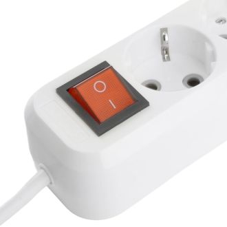 Удлинитель 3-местный с/з с выключ. STEKKER HM071-31-03 3x1мм2, 3м, 250В, 16А, 1USB+2C, 2.4A, сер Home, белый, 50137