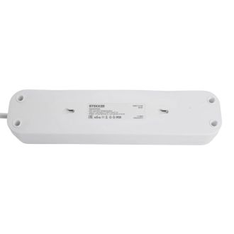 Удлинитель 3-местный с/з с выключ. STEKKER HM071-31-03 3x1мм2, 3м, 250В, 16А, 1USB+2C, 2.4A, сер Home, белый, 50137