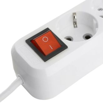 Удлинитель 3-местный с/з с выключ. STEKKER HM071-31-05 3x1мм2, 5м, 250В, 16А, 1USB+2C, 2.4A, сер Home, белый, 50138