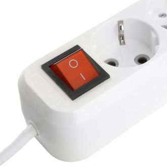 Удлинитель 4-местный с/з с выключ. STEKKER HM071-41-03 3x1мм2, 3м, 250В, 16А, 1USB+2C, 2.4A, сер Home, белый, 50140