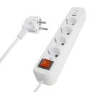 Удлинитель 4-местный с/з с выключ. STEKKER HM071-41-05 3x1мм2, 5м, 250В, 16А, 1USB+2C, 2.4A, сер Home, белый, 50141 Удлинитель 4-местный с/з с выключ. STEKKER HM071-41-05 3x1мм2, 5м, 250В, 16А, 1USB+2C, 2.4A, сер Home, белый, 50141