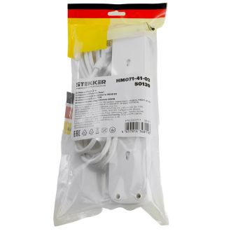 Удлинитель 4-местный с/з с выключ. STEKKER HM071-41-05 3x1мм2, 5м, 250В, 16А, 1USB+2C, 2.4A, сер Home, белый, 50141