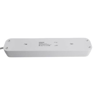Удлинитель 4-местный с/з с выключ. STEKKER HM071-41-05 3x1мм2, 5м, 250В, 16А, 1USB+2C, 2.4A, сер Home, белый, 50141