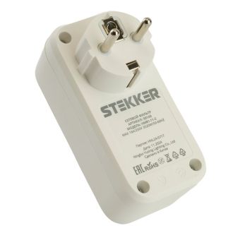 Сетевой фильтр 1-местный с/з STEKKER 250В, 16А, с выключателем, серия Nova, HM81-11-2, белый, 50143