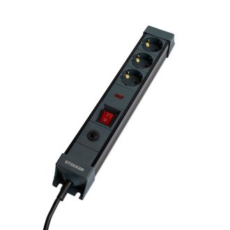Сетевой фильтр 3-местный с/з STEKKER 3x1мм2, 1,8 м, 220В, 16А, серия Techno, HM22-31-02, черный, 50153