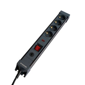 Сетевой фильтр 4-местный с/з STEKKER 3x1мм2, 1,8 м, 220В, 16А, серия Techno, HM22-41-02, черный, 50156