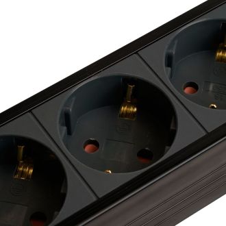 Сетевой фильтр 4-местный с/з STEKKER 3x1мм2, 1,8 м, 220В, 16А, серия Techno, HM22-41-02, черный, 50156