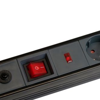 Сетевой фильтр 4-местный с/з STEKKER 3x1мм2, 1,8 м, 220В, 16А, серия Techno, HM22-41-02, черный, 50156