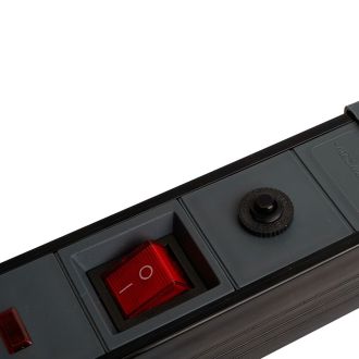 Сетевой фильтр 6-местный с/з STEKKER 3x1мм2, 3 м, 220В, 16А, серия Techno, HM22-61-03, черный, 50160