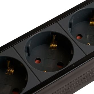 Сетевой фильтр 6-местный с/з STEKKER 3x1мм2, 3 м, 220В, 16А, серия Techno, HM22-61-03, черный, 50160