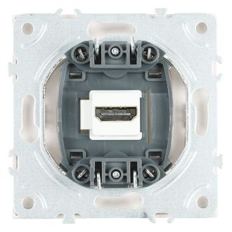 Розетка HDMI 2.0 Type A (механизм), STEKKER, серия Эмили, RST00-5118-01, белый фарфор, soft touch, 50163