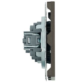 Розетка HDMI 2.0 Type A (механизм), STEKKER, серия Эмили, RST00-5118-09, антрацит, soft touch, 50168