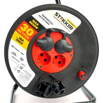 Удлинитель на катушке Stekker STD03-44-30 Standart 4-местный с/з ПВС 3*1,5, оранжевый, 16А, IP44, 30м (80102), 50172