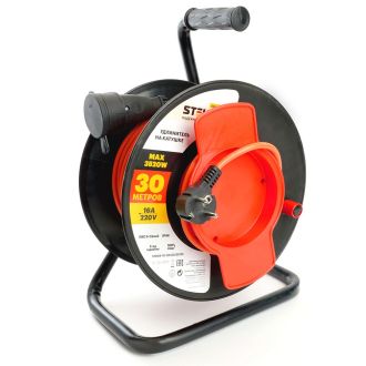 Удлинитель на пластиковой катушке STD04-10-30 1-местный с/з 3*1,5, 30м, 250В, 16А, IP44, Standart (40014), STEKKER, 50175