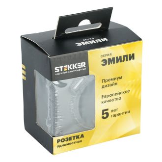 Розетка 1-местная з/ш с/з 16А + USB + Type C (механизм), Stekker, 250В, 20W, серия Эмили, черный уголь, soft-touch, RST16-5119-05, 50218