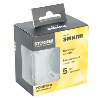 Розетка 1-местная з/ш с/з 16А + USB + Type C (механизм), Stekker, 250В, 20W, серия Эмили, платиново-серый, soft-touch, RST16-5119-10, 50219
