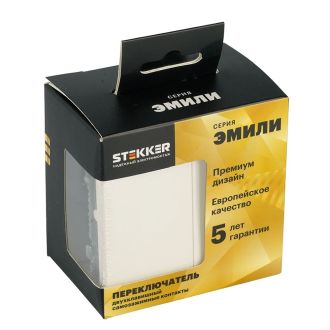 Переключатель 2-клавишный (механизм), СЗК, STEKKER, 250В, 10А, серия Эмили, RSW10-5107-01ZK, белый фарфор, soft touch, 50233