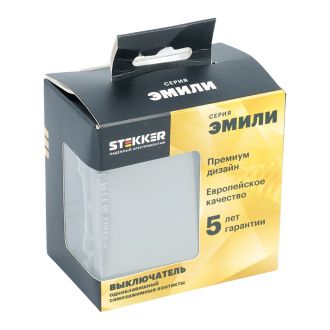 Выключатель 1-клавишный (механизм), СЗК, STEKKER, 250В, 10А, серия Эмили, RSW10-5103-10ZK, платиново-серый, soft touch, 50238