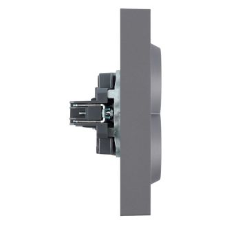 Розетка 2-местная с з/ш, с/з, СЗК, STEKKER, 250В, 16А, серия Эмили, RST16-5114-10ZK, платиново-серый, soft touch, 50244