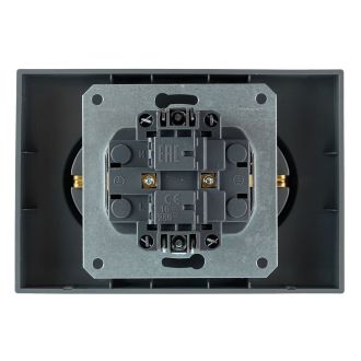 Розетка 2-местная с з/ш, с/з, СЗК, STEKKER, 250В, 16А, серия Эмили, RST16-5114-10ZK, платиново-серый, soft touch, 50244