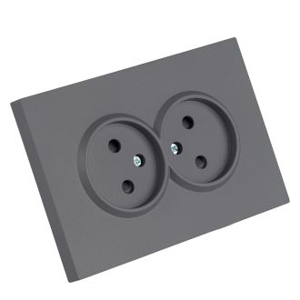 Розетка 2-местная с з/ш, б/з, СЗК, STEKKER, 250В, 16А, серия Эмили, RST16-5116-10ZK, платиново-серый, soft touch, 50245