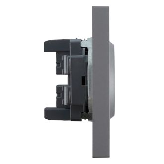 Розетка 2-местная с з/ш, б/з, СЗК, STEKKER, 250В, 16А, серия Эмили, RST16-5116-10ZK, платиново-серый, soft touch, 50245
