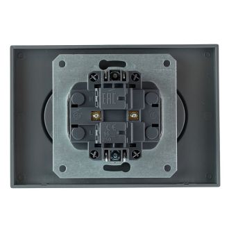 Розетка 2-местная с з/ш, б/з, СЗК, STEKKER, 250В, 16А, серия Эмили, RST16-5116-10ZK, платиново-серый, soft touch, 50245