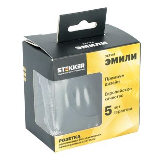 Розетка 1-местная с з/ш, б/з (механизм), СЗК, STEKKER, 250В, 16А, серия Эмили, RST16-5109-05ZK, черный уголь, soft touch, 50250
