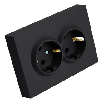 Розетка 2-местная с з/ш, с/з, СЗК, STEKKER, 250В, 16А, серия Эмили, RST16-5114-05ZK, черный уголь, soft touch, 50252