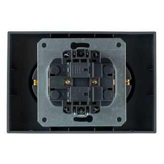Розетка 2-местная с з/ш, с/з, СЗК, STEKKER, 250В, 16А, серия Эмили, RST16-5114-05ZK, черный уголь, soft touch, 50252