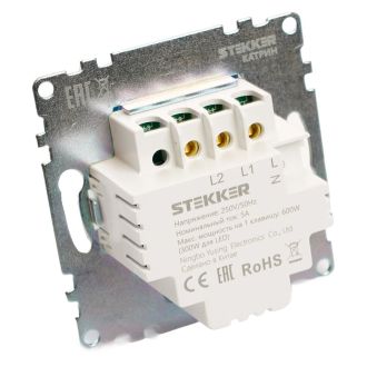 Выключатель диммирующий сенсорный (механизм) 250В, 150W, серия Катрин, белый, STEKKER, 50276