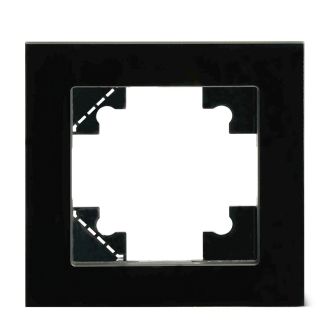 Рамка 1-местная для сенсорных механизмов, подсветки, стекло, STEKKER, GFR00-7001-05S, серия Катрин, черный, 50304