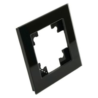 Рамка 1-местная для сенсорных механизмов, подсветки, стекло, STEKKER, GFR00-7001-05S, серия Катрин, черный, 50304