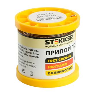 APL40-100-1 Припой ПОС-40 с канифолью в бобине 100 гр, STEKKER, 50315