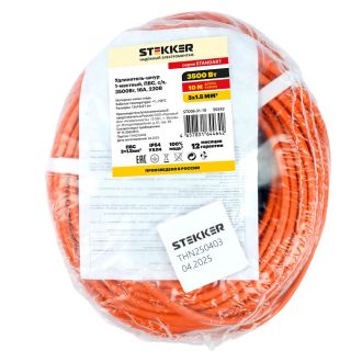 Удлинитель-шнур 1-местный ПВС с/з 3*1,5мм2, IP54, 10м, 16А, серия Standart, STEKKER STD08-31-10, 50343