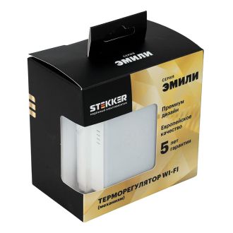 Терморегулятор Wi-Fi (механизм), STEKKER, 250В, 3500Вт, серия Эмили, RSW00-5119-01, белый фарфор, soft touch, 50376