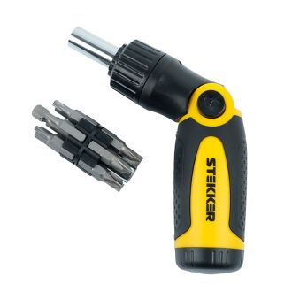 Отвертка реверсивная с битами, 14 предметов, STEKKER STLS004, 50408