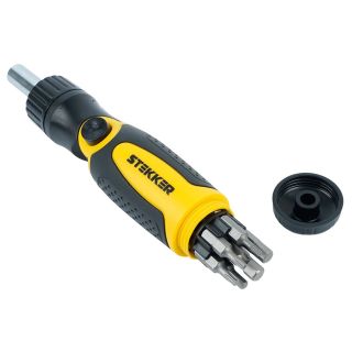 Отвертка реверсивная с битами, 14 предметов, STEKKER STLS004, 50408