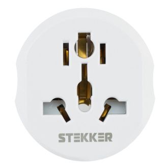 Адаптер-переходник для евровилки с/з, ультраплоский, STEKKER ADP16-06-20W, 250В, 16A, IP20, белый, 50412