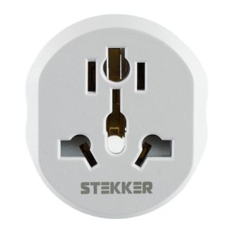 Адаптер-переходник для евровилки с/з, ультраплоский, STEKKER ADP16-06-20W, 250В, 16A, IP20, белый, 50412