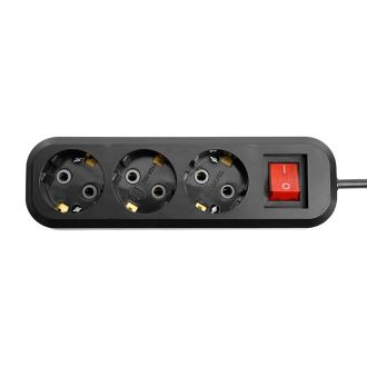 Удлинитель трехместный с/з с выключателем STEKKER HM03-31-03 3x0,75, 3м, серия Home (У10А-002), черный, 50422